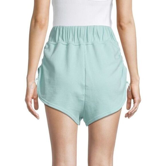 Free People Movement Cinched Shorts Womens Large Clear Skies Elastic Waist Terry - Picture 2 of 14